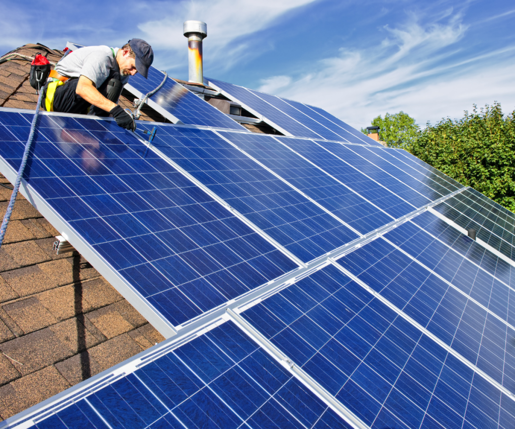 Solar panels being installed by a professional